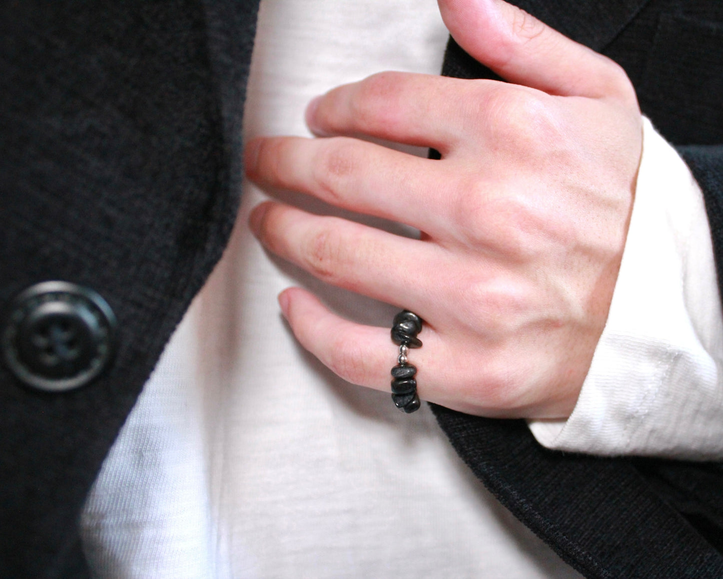 -信頼される存在へ導く紫蘇輝石-ハイパーシーン：Mini tumbled stone ring