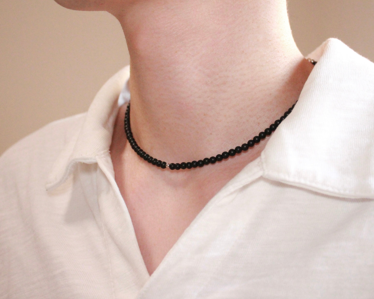 -目標達成へ導く黒瑪瑙-フロストオニキス：Matte black necklace