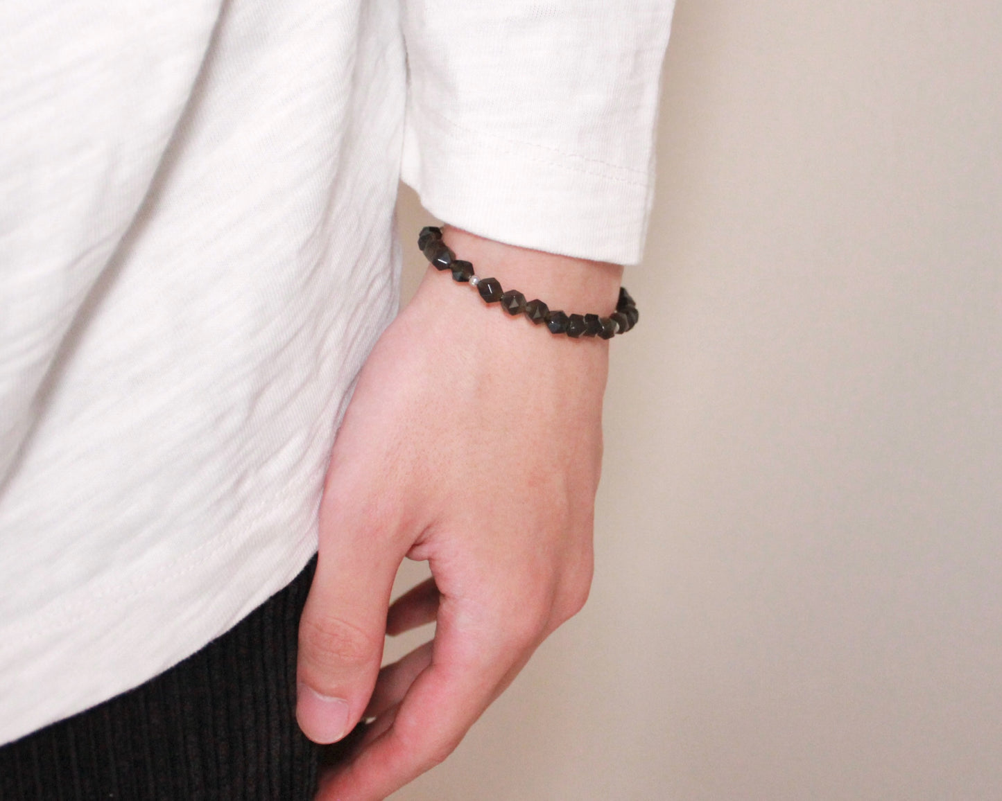 -潜在能力の開花へ導く黒曜石-オブシディアン：Multifaceted cut bracelet