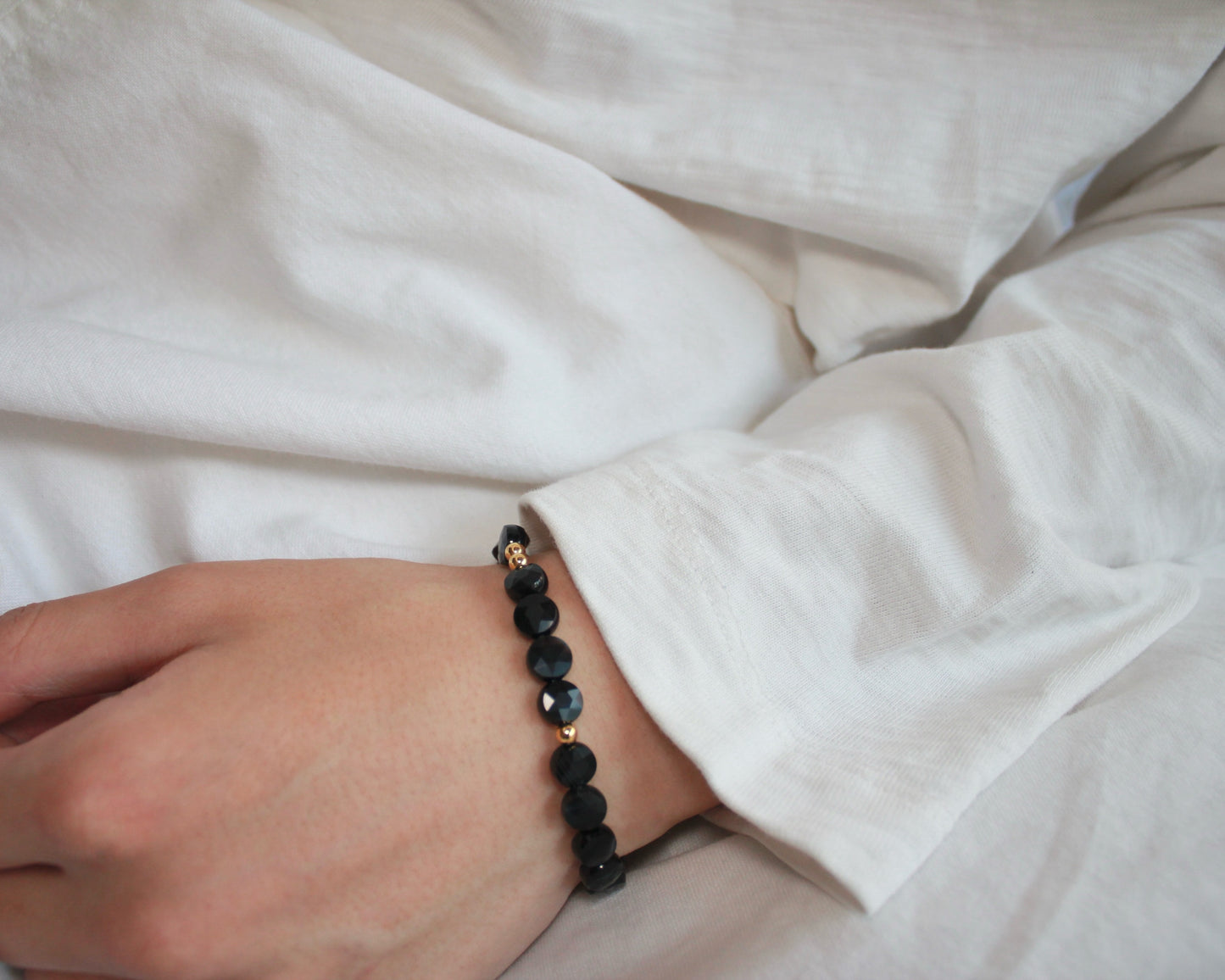 -目標達成へ導く縞瑪瑙-ストライプオニキス：Coin cut bracelet