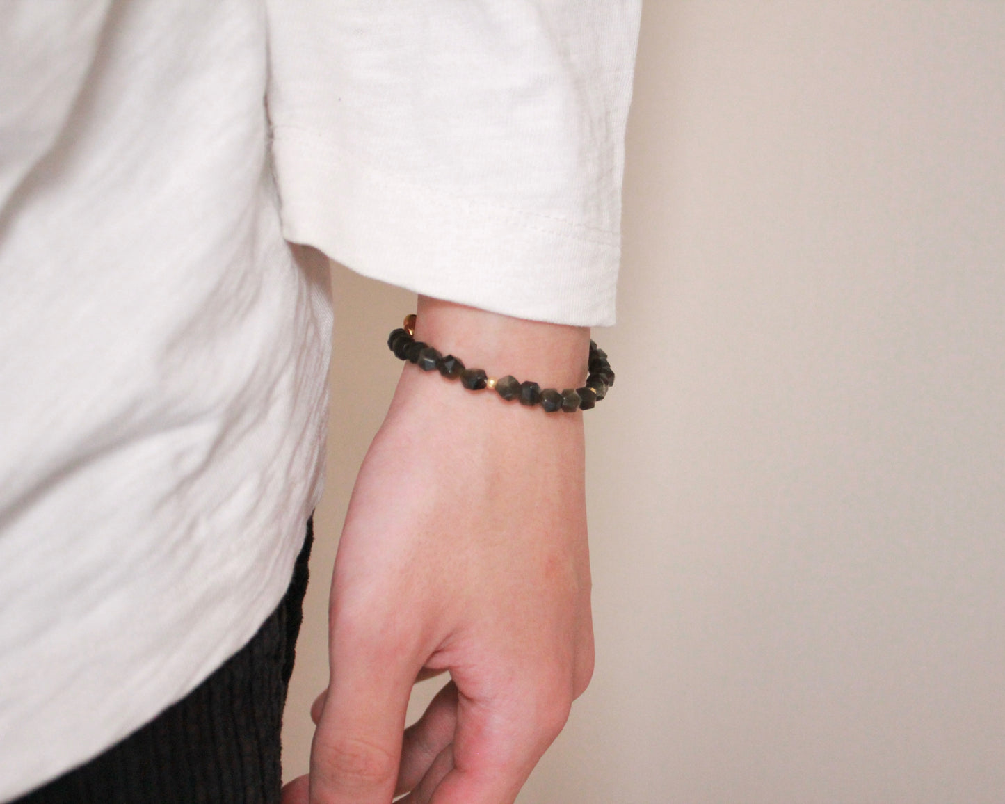 -潜在能力の開花へ導く黒曜石-オブシディアン：Multifaceted cut bracelet
