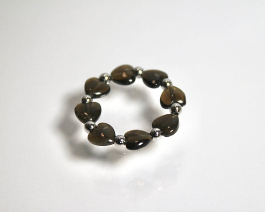 -潜在能力の開花へ導く黒曜石-オブシディアン：Heart cut ring