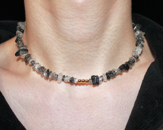 -強運を引き寄せ、理想の未来へと導く黒針水晶-ブラックルチル：Ripple stone necklace