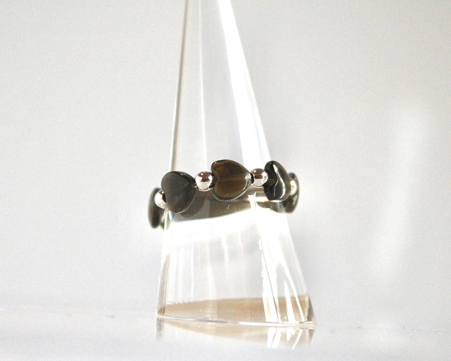 -潜在能力の開花へ導く黒曜石-オブシディアン：Heart cut ring