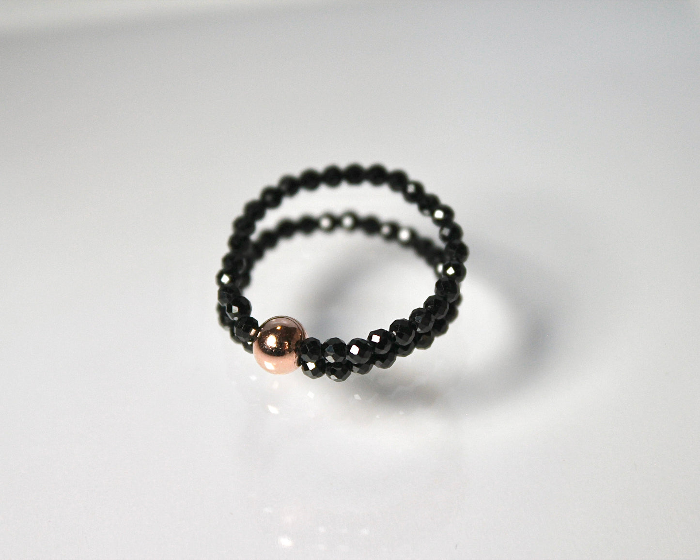 -守護と成功の尖晶石-ブラックスピネル：Dual sparkling black ring