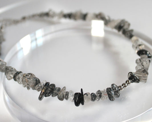 -強運を引き寄せ、理想の未来へと導く黒針水晶-ブラックルチル：Ripple stone necklace