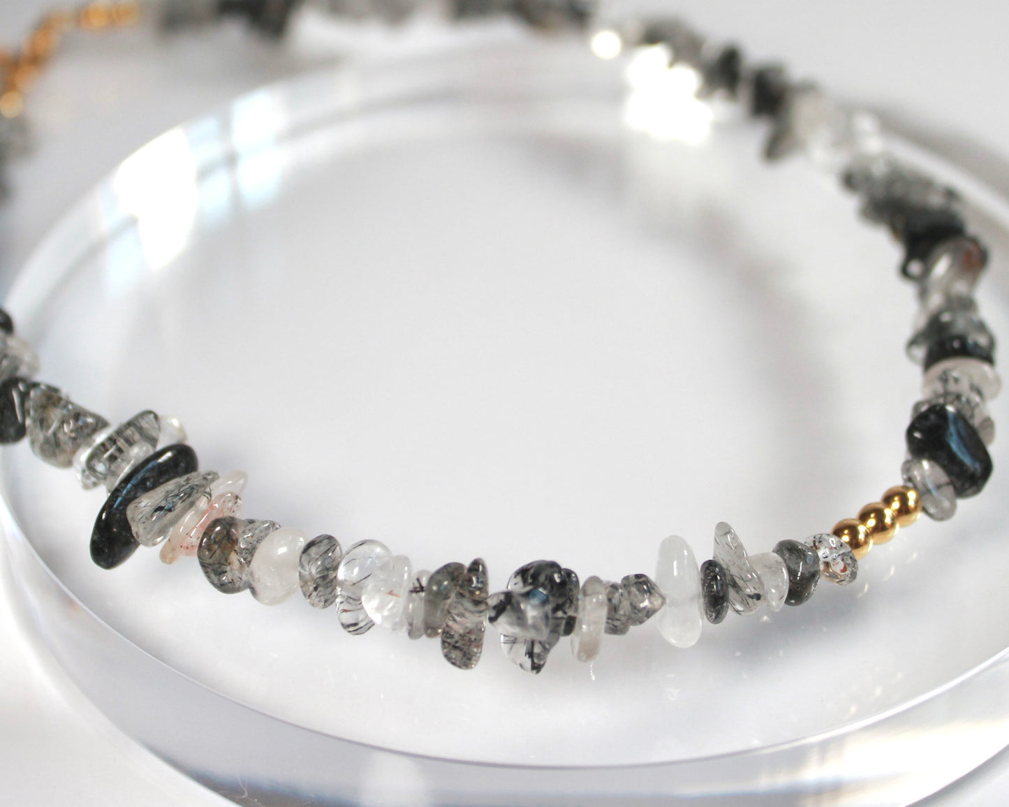 -強運を引き寄せ、理想の未来へと導く黒針水晶-ブラックルチル：Ripple stone necklace
