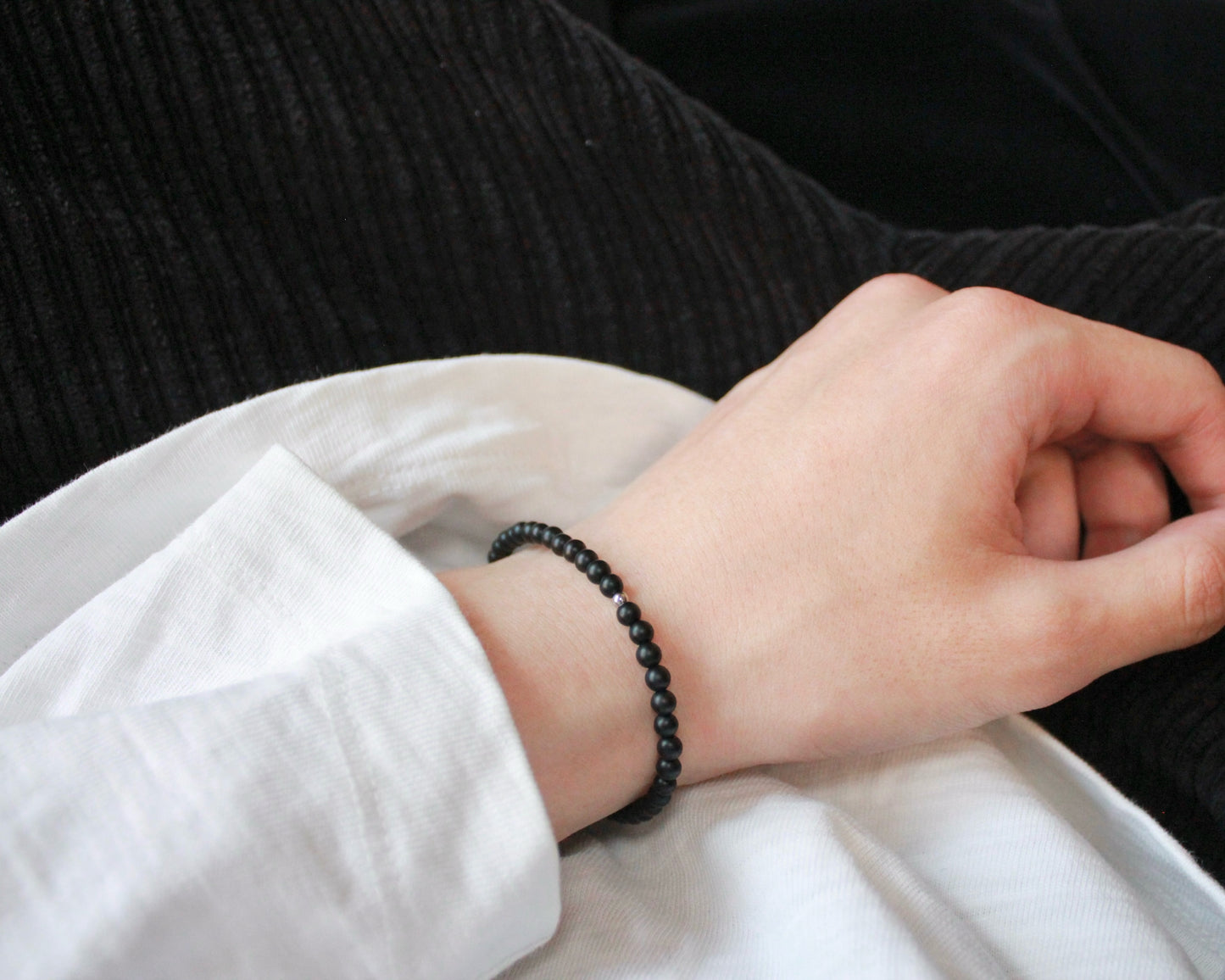-目標達成へ導く黒瑪瑙-フロストオニキス：Matte black bracelet