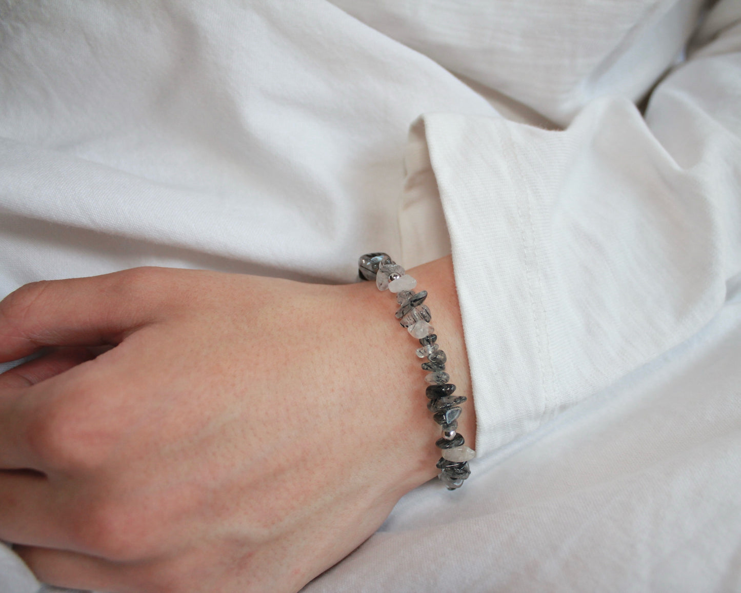-強運を引き寄せ、理想の未来へと導く黒針水晶-ブラックルチル：Ripple stone bracelet