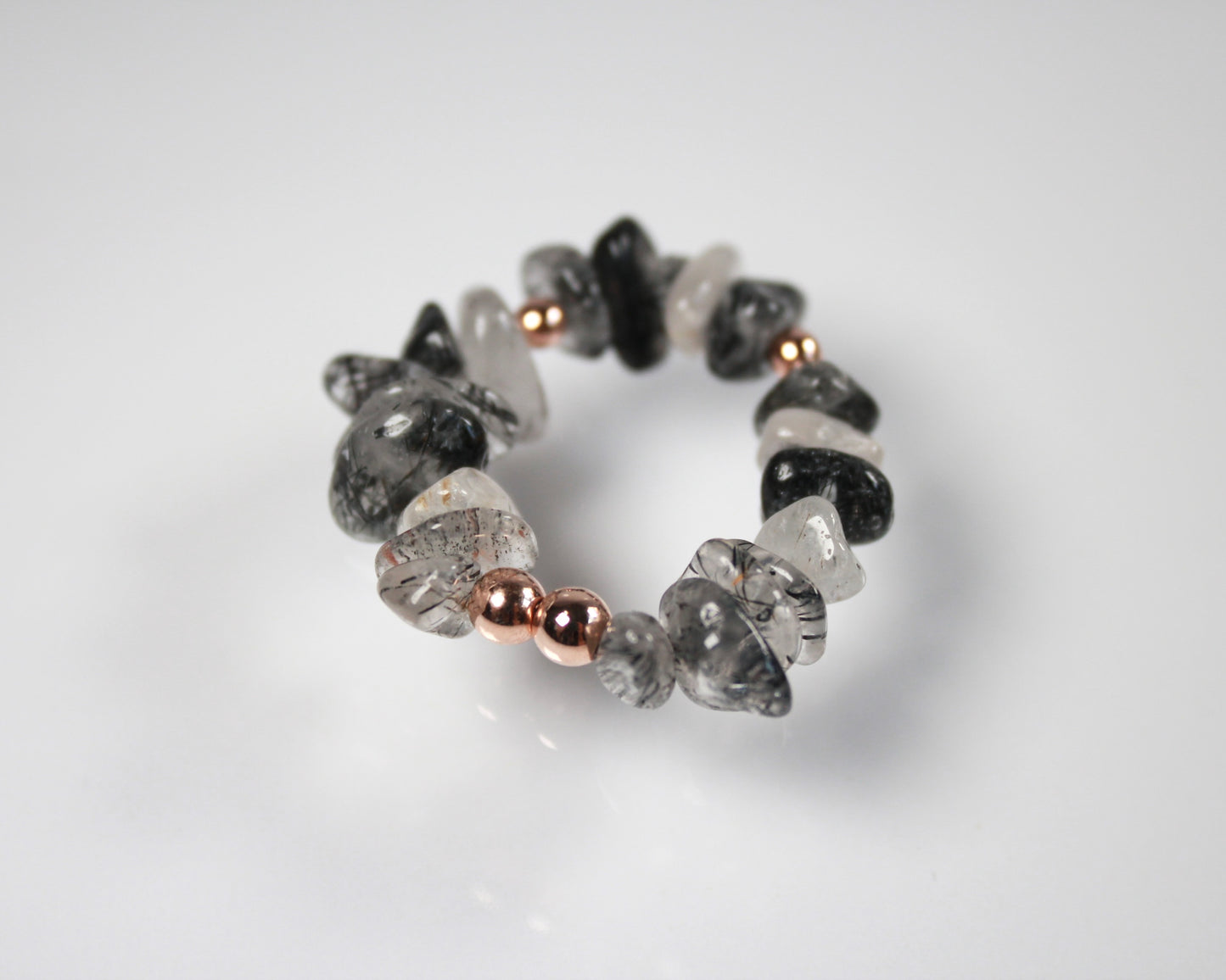 -強運を引き寄せ、理想の未来へ導く黒針水晶-ブラックルチル：Ripple stone ring