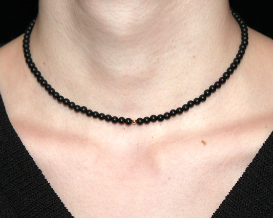 -目標達成へ導く黒瑪瑙-フロストオニキス：Matte black necklace