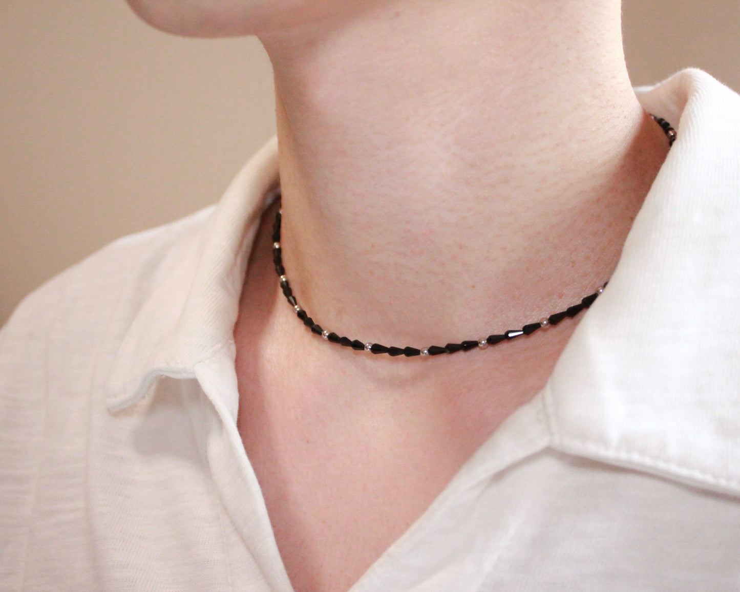 -守護と成功の尖晶石-ブラックスピネル：Drop cut necklace
