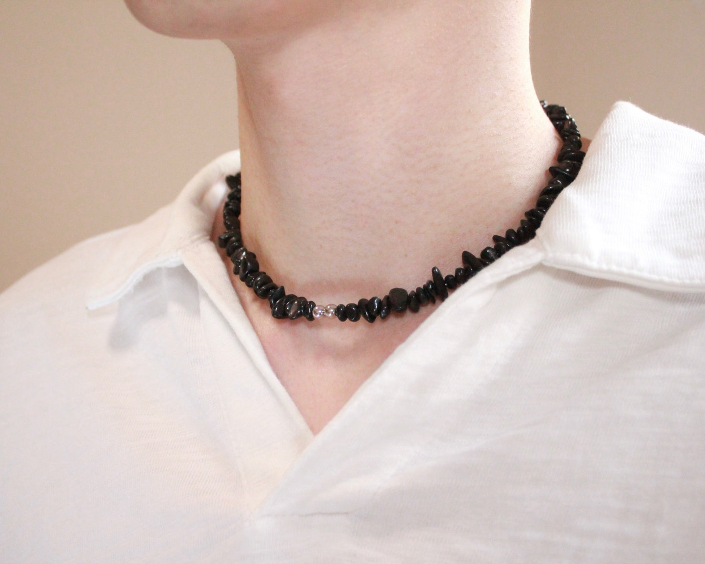 -信頼される存在へ導く紫蘇輝石-ハイパーシーン：Mini tumbled stone necklace