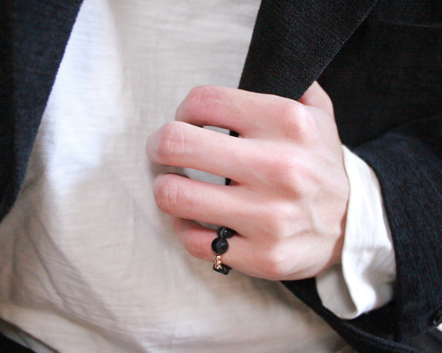 -目標達成へ導く縞瑪瑙-ストライプオニキス：Coin cut ring