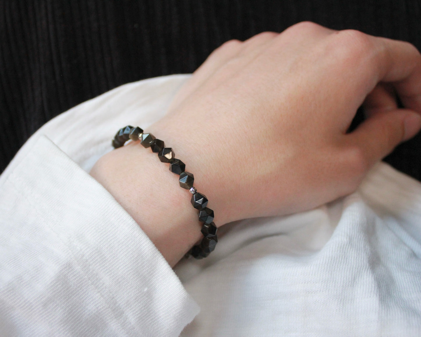 -潜在能力の開花へ導く黒曜石-オブシディアン：Multifaceted cut bracelet