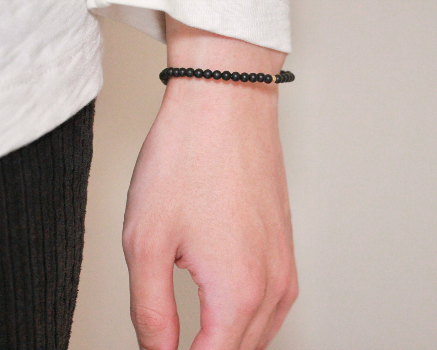 -目標達成へ導く黒瑪瑙-フロストオニキス：Matte black bracelet