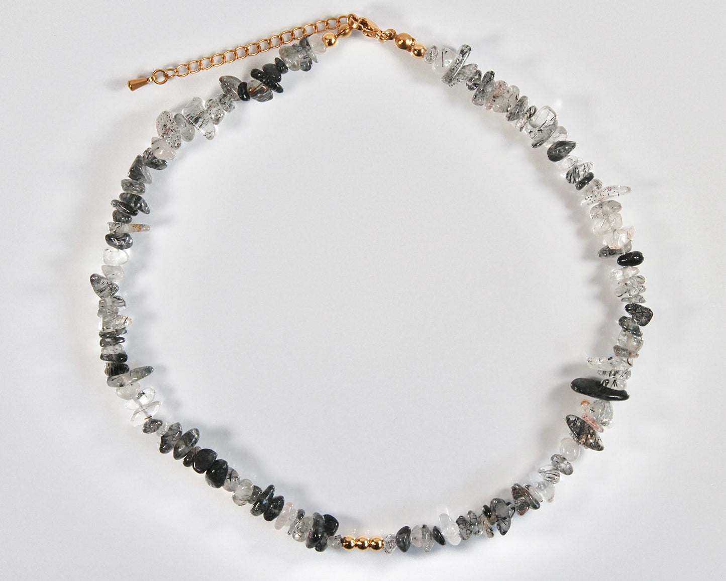 -強運を引き寄せ、理想の未来へと導く黒針水晶-ブラックルチル：Ripple stone necklace