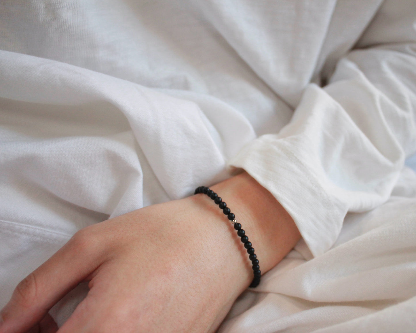 -目標達成へ導く黒瑪瑙-フロストオニキス：Matte black bracelet