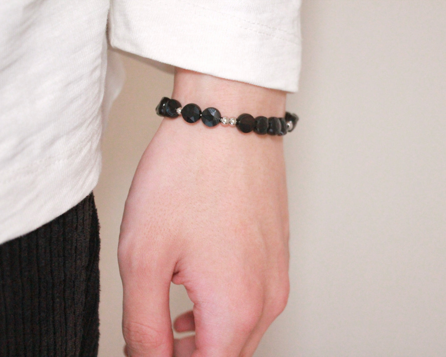 -目標達成へ導く縞瑪瑙-ストライプオニキス：Coin cut bracelet