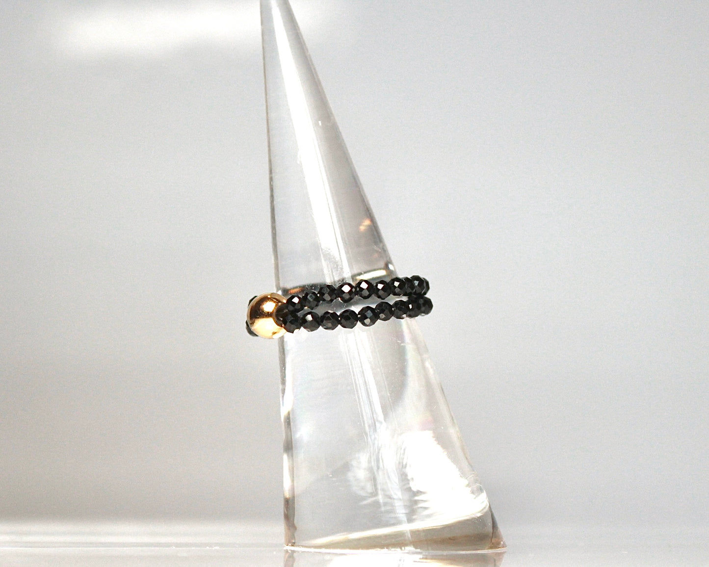 -守護と成功の尖晶石-ブラックスピネル：Dual sparkling black ring