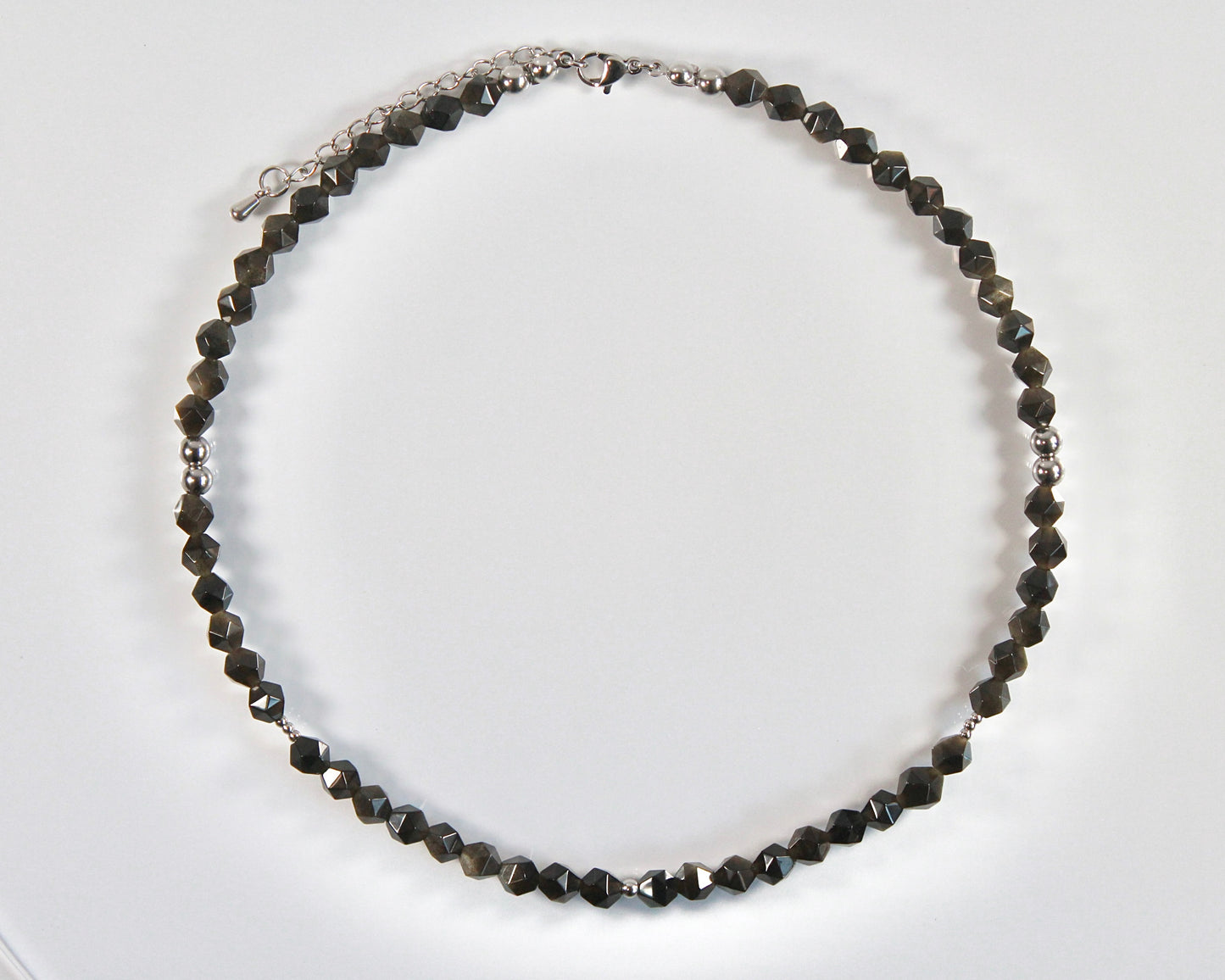 -潜在能力の開花へ導く黒曜石-オブシディアン：Multifaceted cut necklace