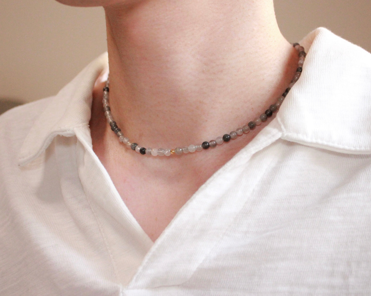 -自然体の自分へと導く灰色水晶-グレークォーツ：Smoke Clear necklace