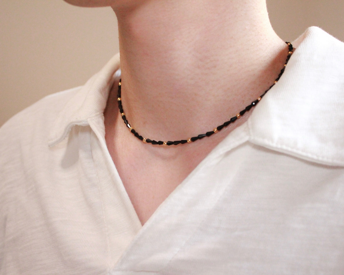 -守護と成功の尖晶石-ブラックスピネル：Drop cut necklace