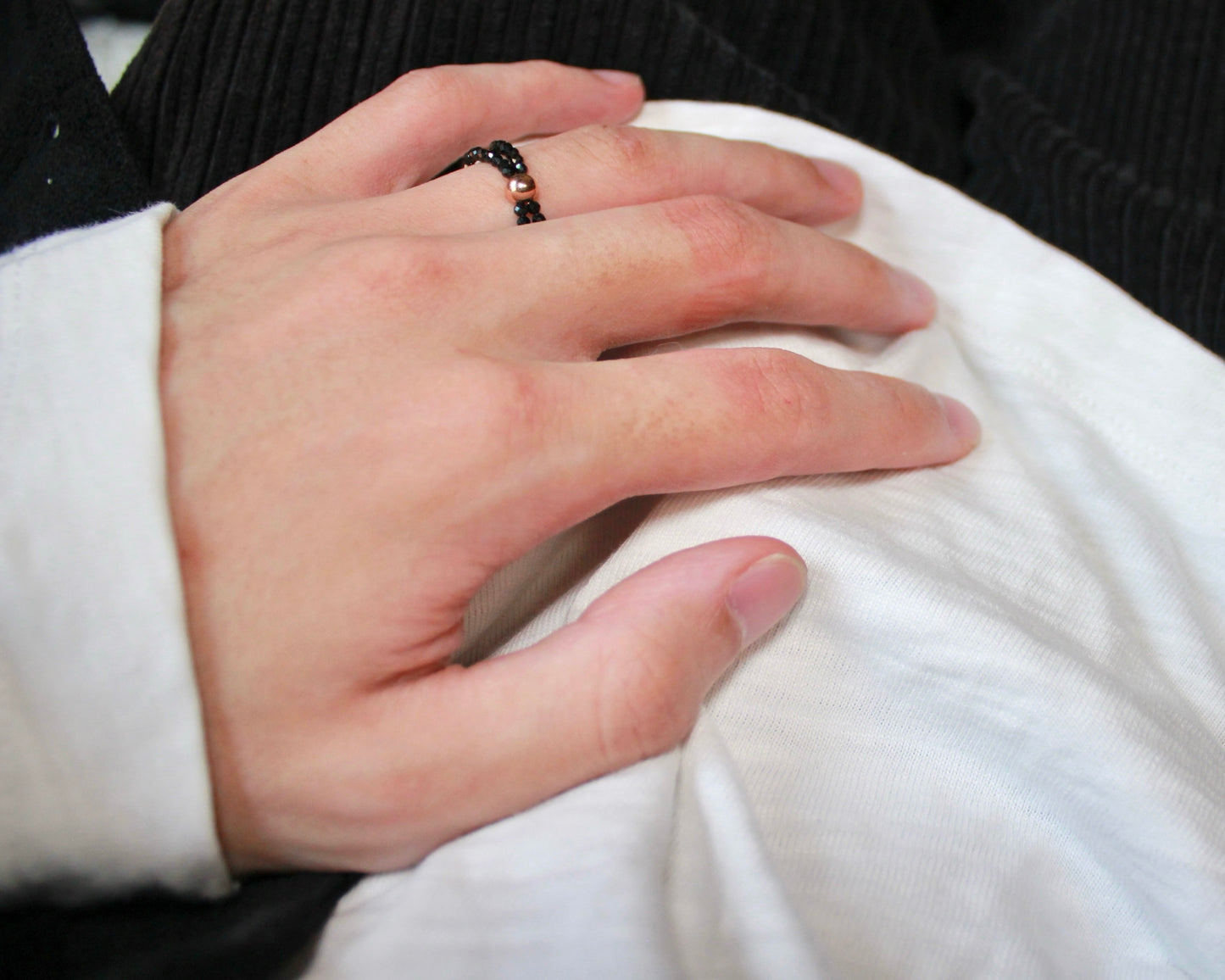 -守護と成功の尖晶石-ブラックスピネル：Dual sparkling black ring