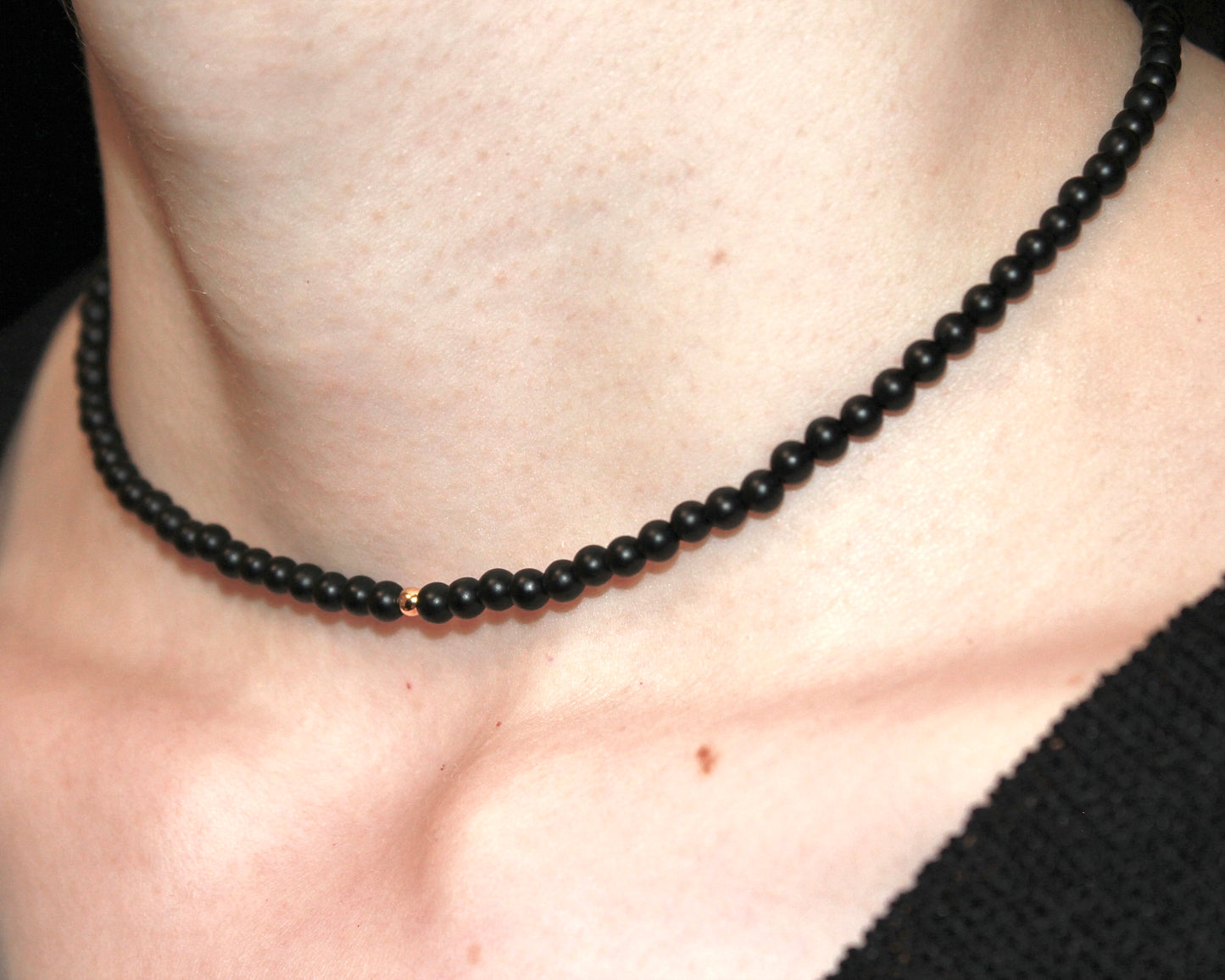 -目標達成へ導く黒瑪瑙-フロストオニキス：Matte black necklace