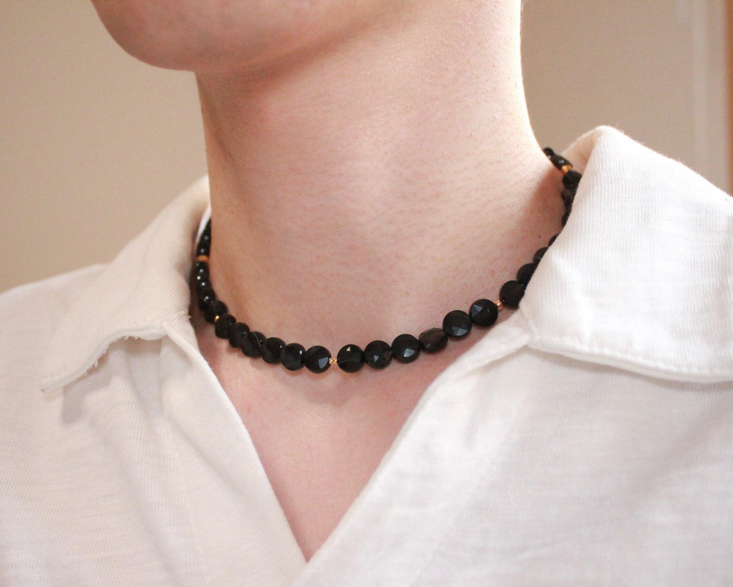-目標達成へ導く縞瑪瑙-ストライプオニキス ：Coin cut necklace