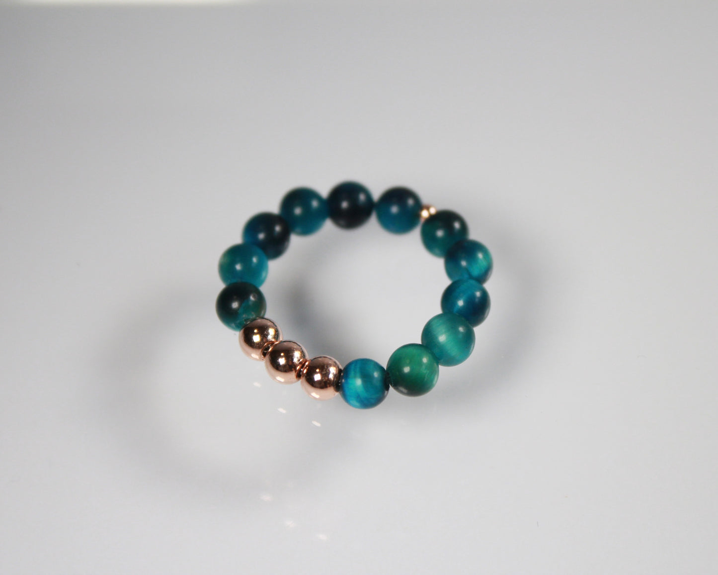 -進むべき道へと導く虎眼石-ブルーグリーンタイガーアイ：Aurora Line ring