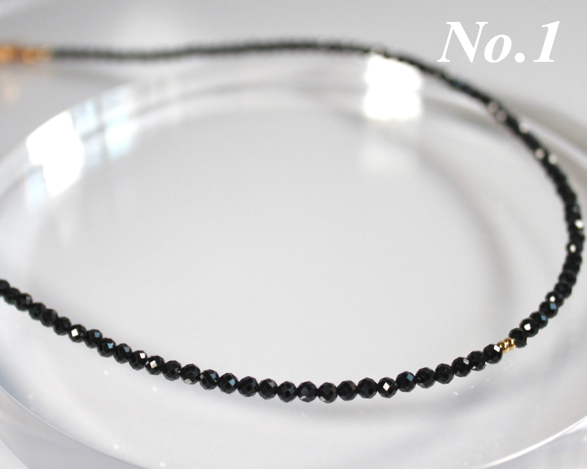 -守護と成功の尖晶石-ブラックスピネル：Sparkling black necklace