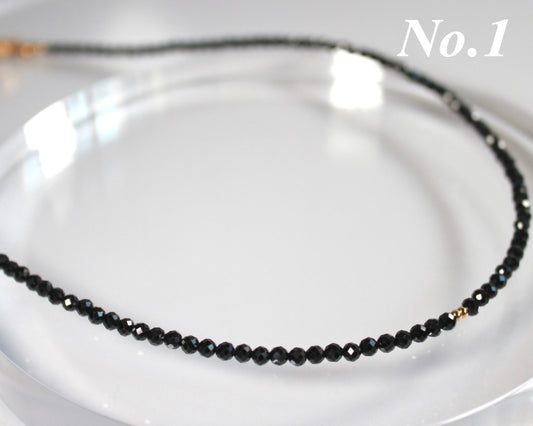 -守護と成功の尖晶石-ブラックスピネル：Sparkling black necklace