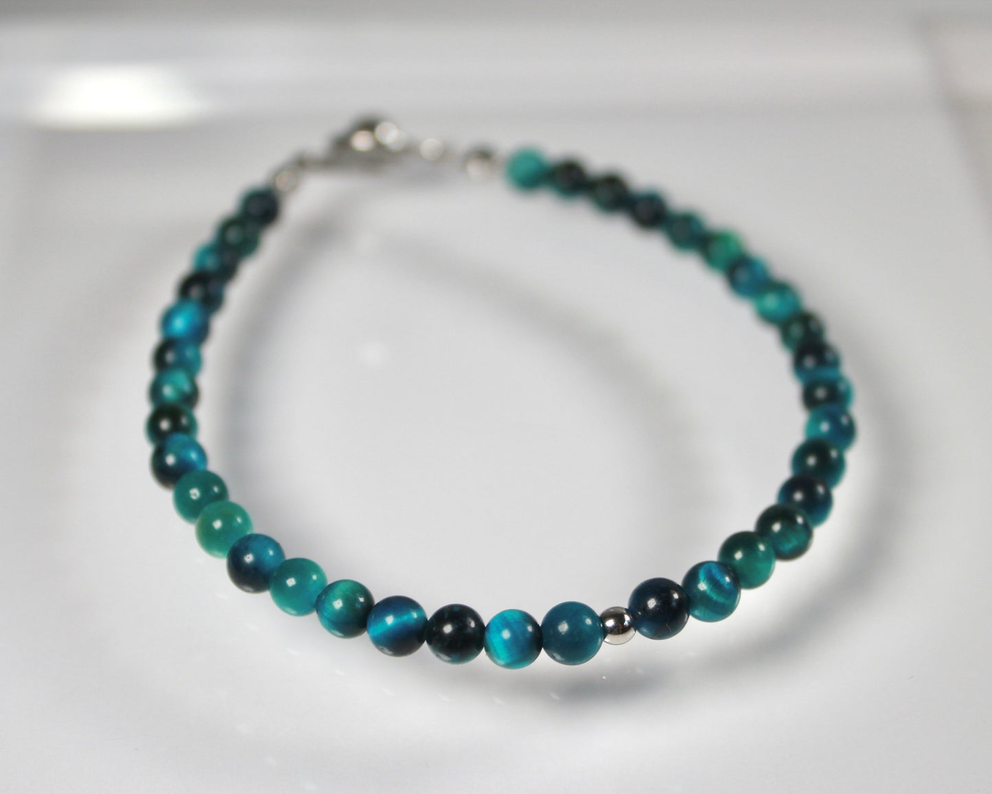-進むべき道へ導く虎眼石-ブルーグリーンタイガーアイ：Aurora Line bracelet