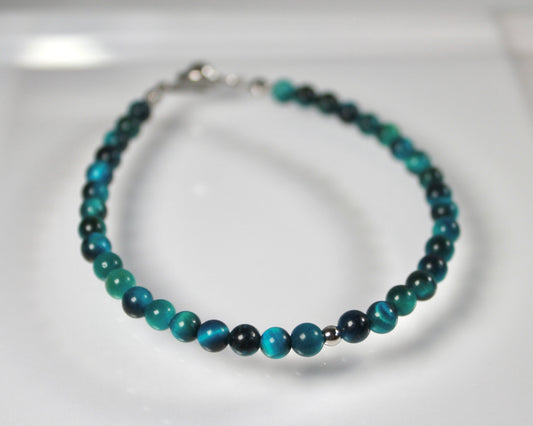 -進むべき道へ導く虎眼石-ブルーグリーンタイガーアイ：Aurora Line bracelet