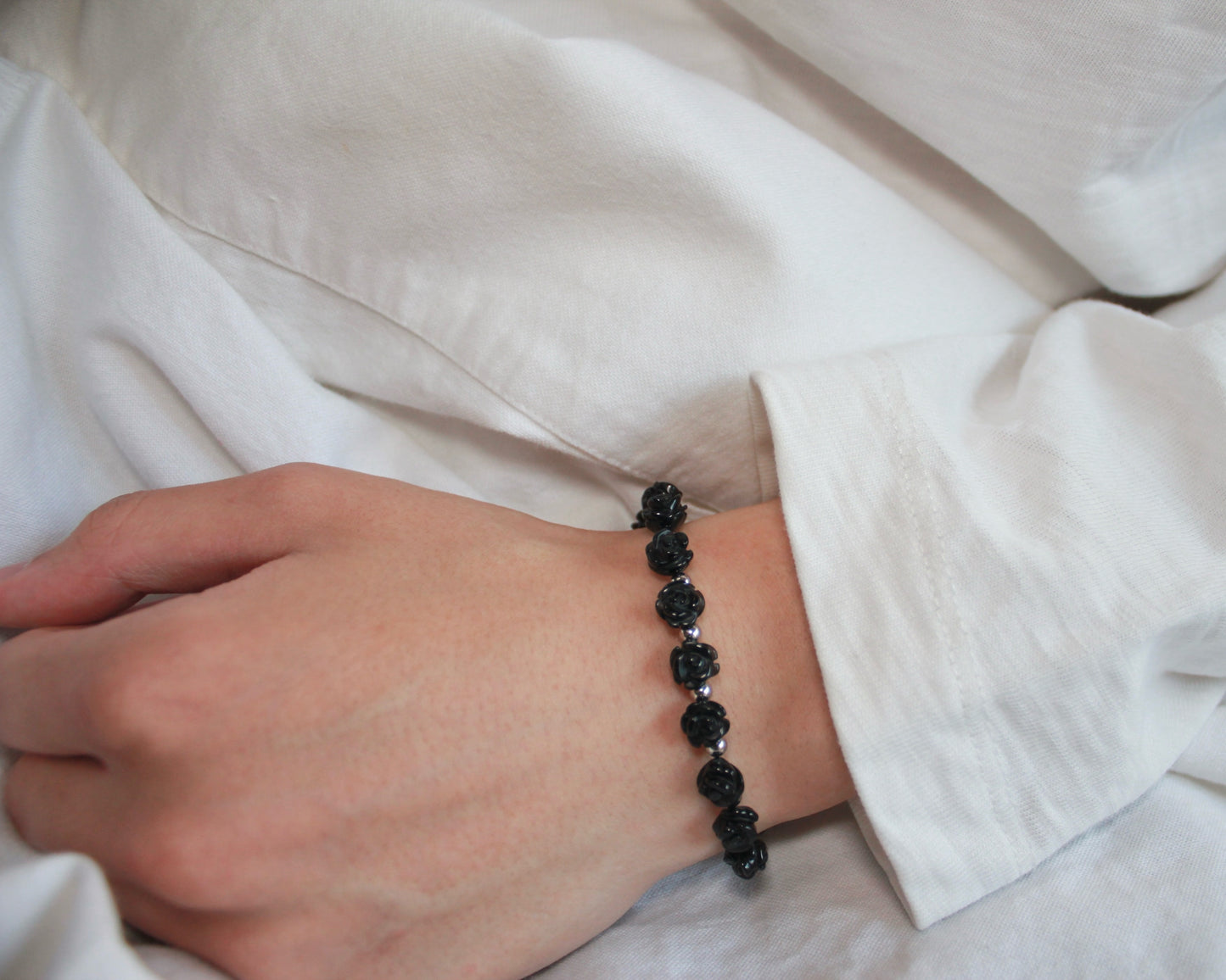 -目標達成へ導く黒瑪瑙-オニキス：Black rose bracelet
