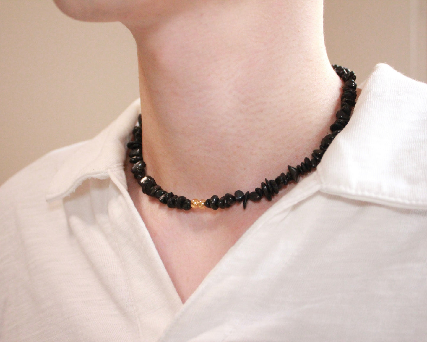 -信頼される存在へ導く紫蘇輝石-ハイパーシーン：Mini tumbled stone necklace