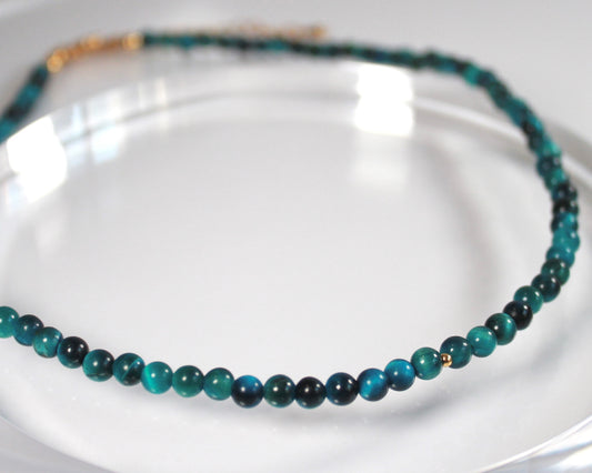 -進むべき道へ導く虎眼石-ブルーグリーンタイガーアイ：Aurora Line necklace