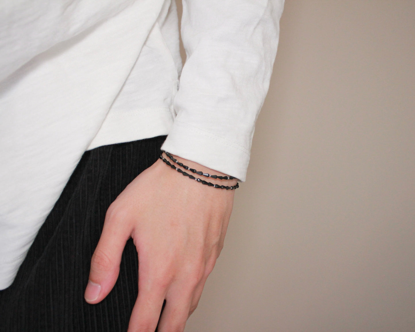 -守護と成功の尖晶石-ブラックスピネル：Drop cut bracelet