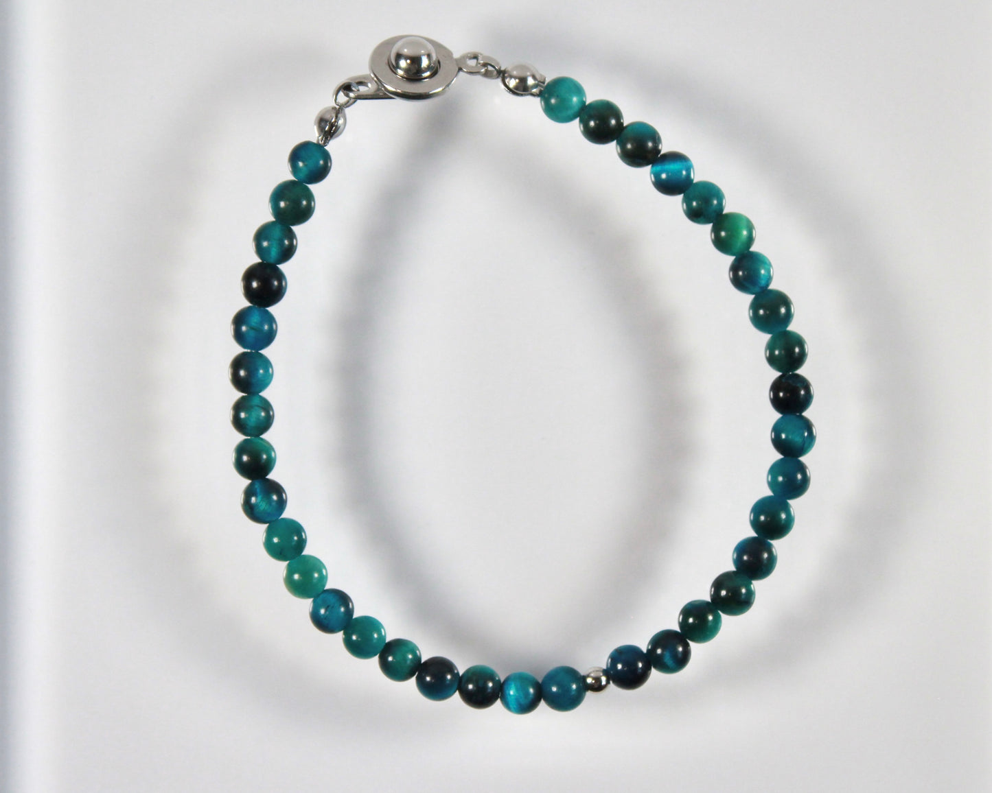 -進むべき道へ導く虎眼石-ブルーグリーンタイガーアイ：Aurora Line bracelet