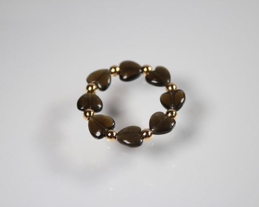-潜在能力の開花へ導く黒曜石-オブシディアン：Heart cut ring