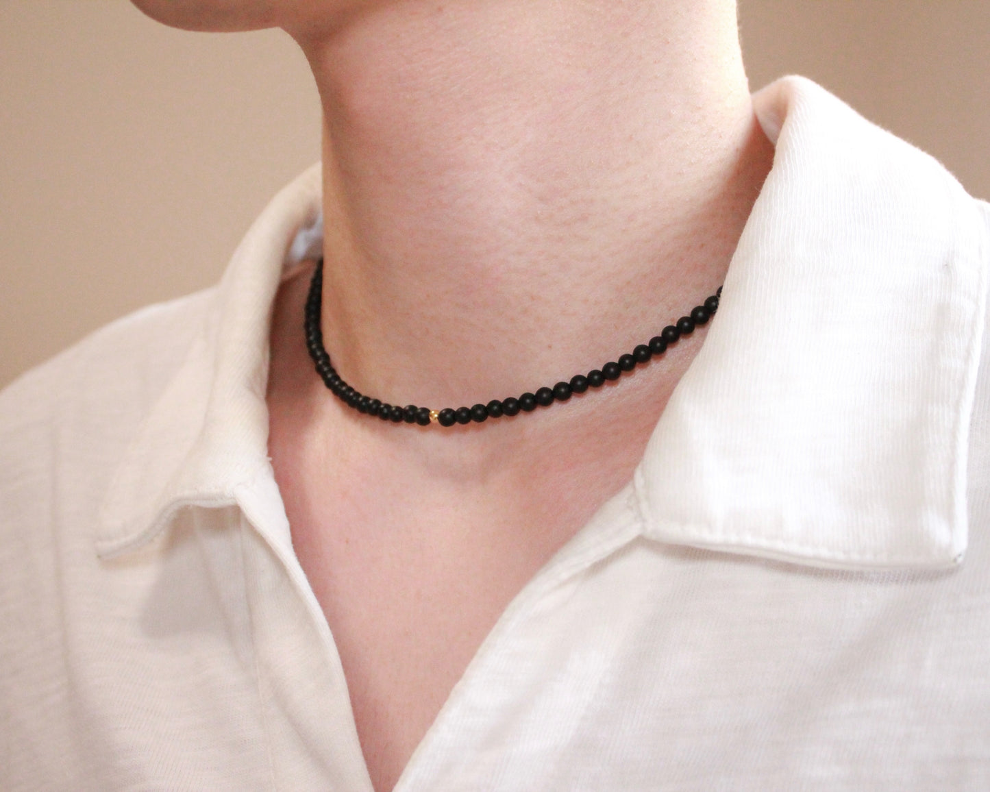 -目標達成へ導く黒瑪瑙-フロストオニキス：Matte black necklace