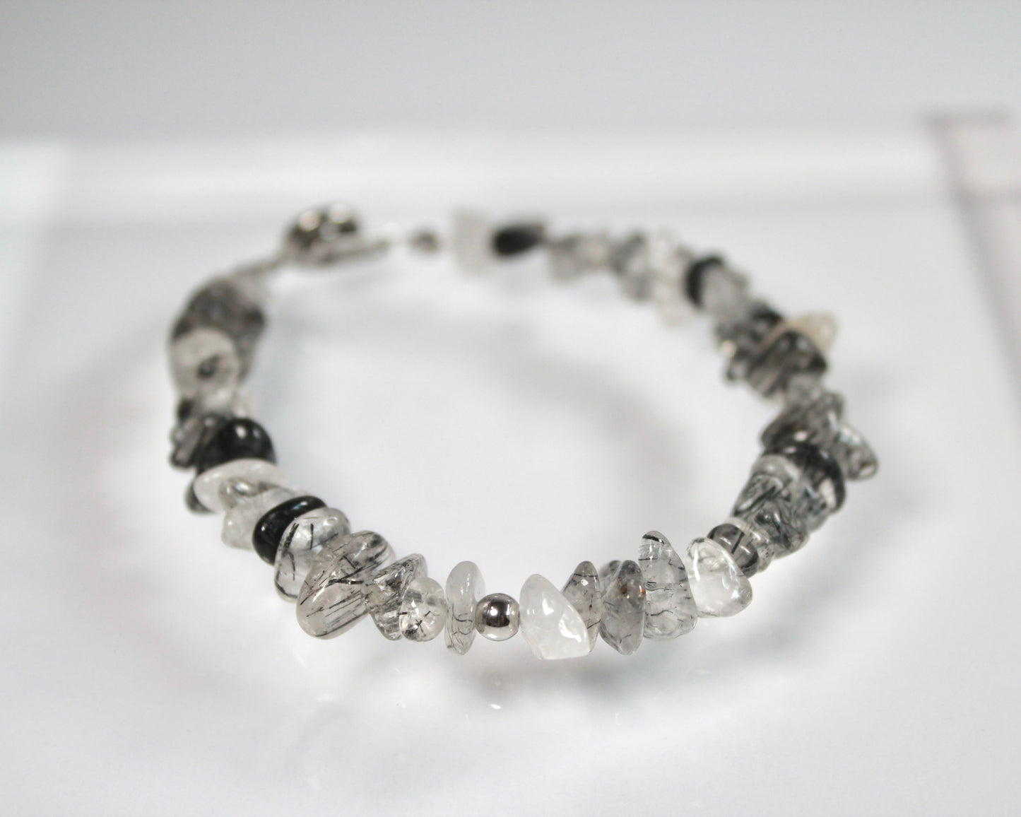 -強運を引き寄せ、理想の未来へと導く黒針水晶-ブラックルチル：Ripple stone bracelet