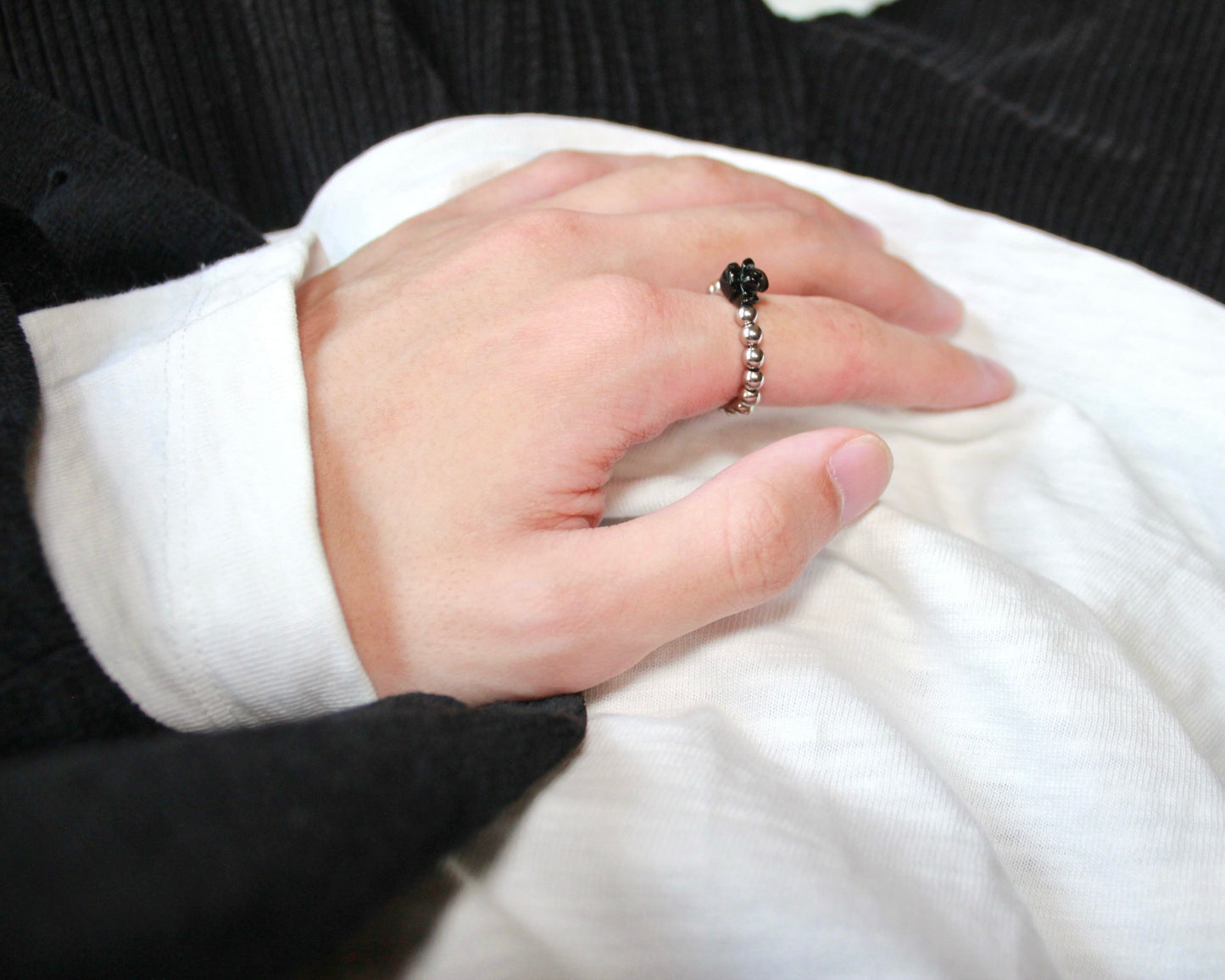 -目標達成へ導く黒瑪瑙-オニキス：Black rose ring