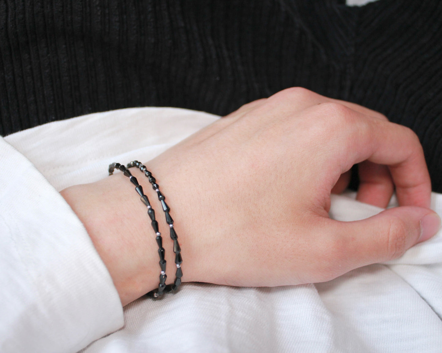 -守護と成功の尖晶石-ブラックスピネル：Drop cut bracelet