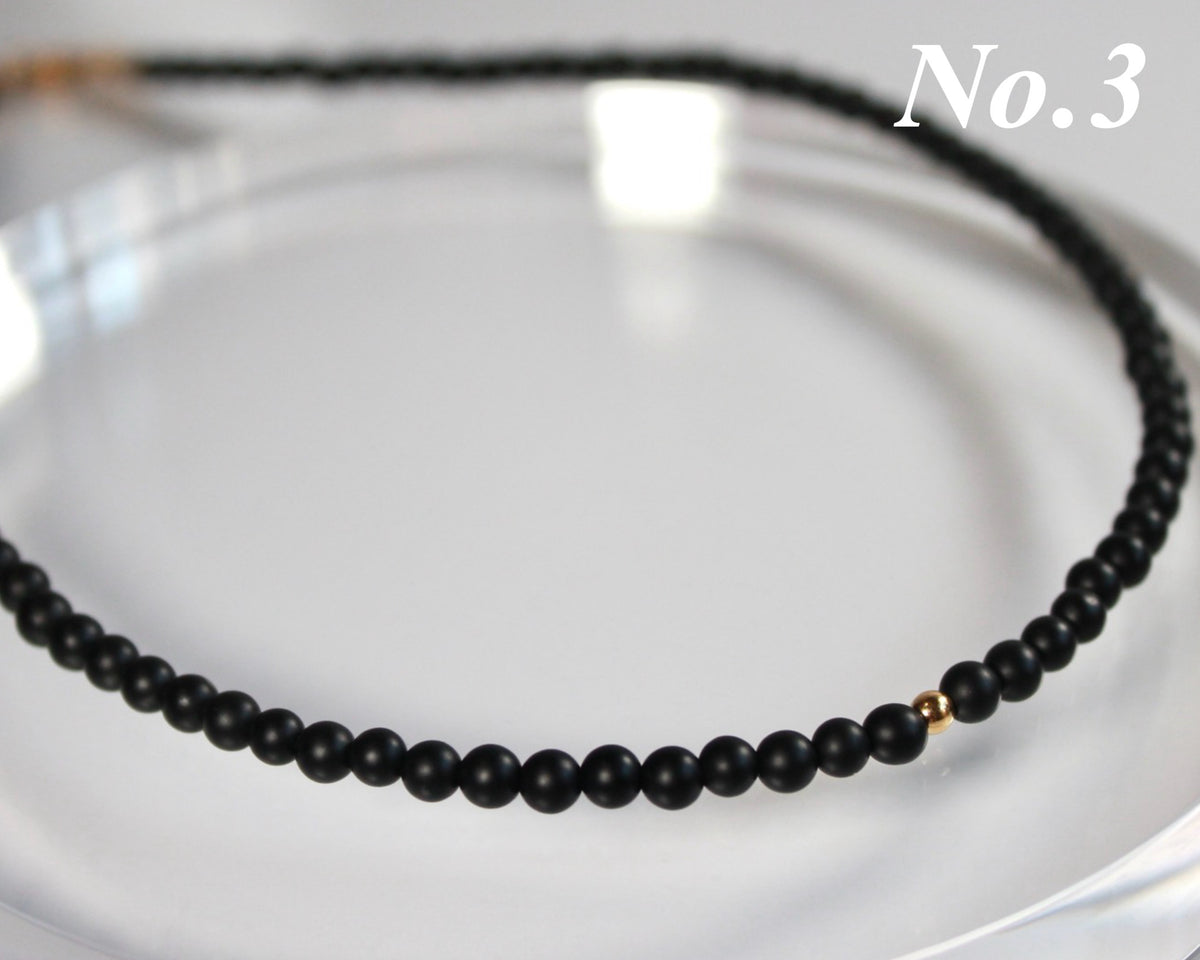 -目標達成へ導く黒瑪瑙-フロストオニキス：Matte black necklace