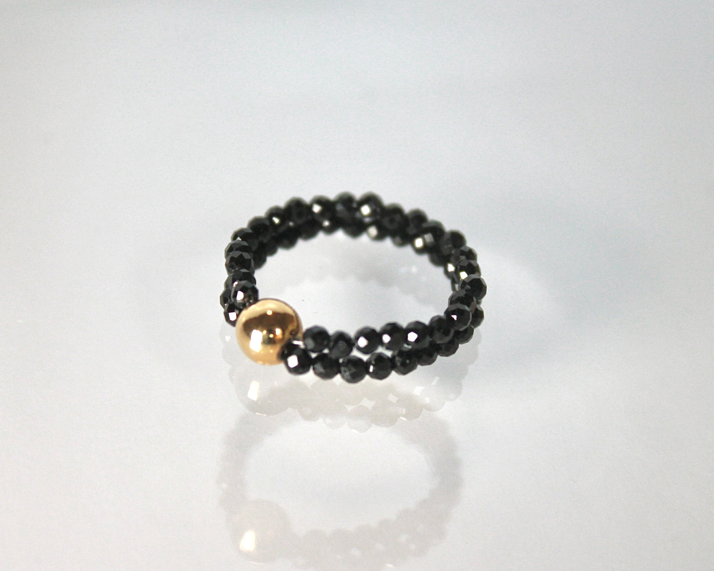 -守護と成功の尖晶石-ブラックスピネル：Dual sparkling black ring